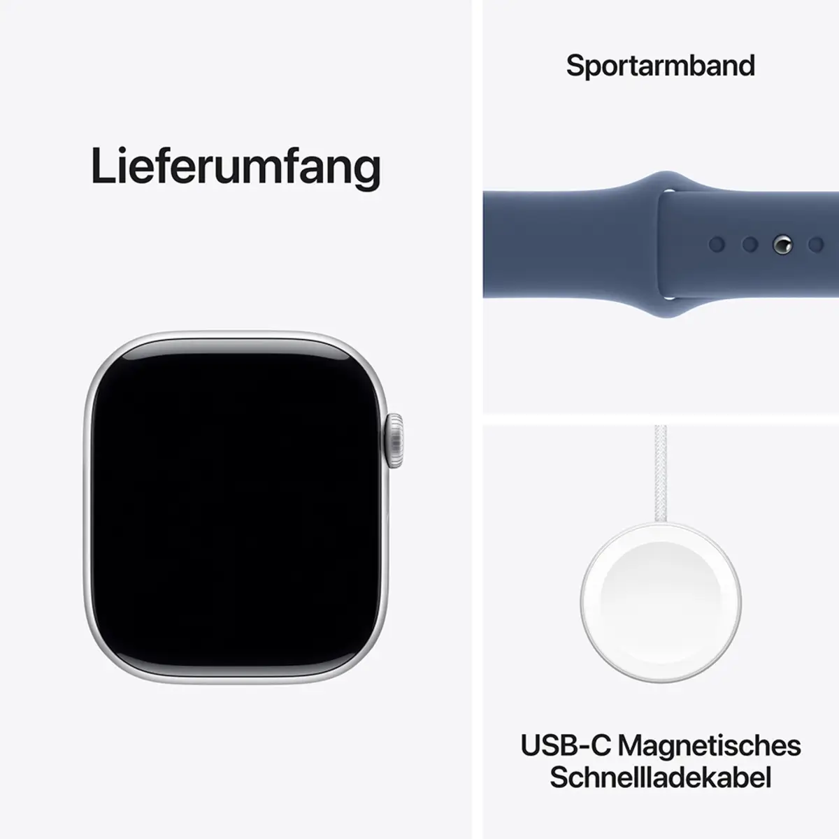 Apple Watch Series 10 GPS + Cellular 46mm Silver Aluminium Case with Denim Sport Band, S/M
