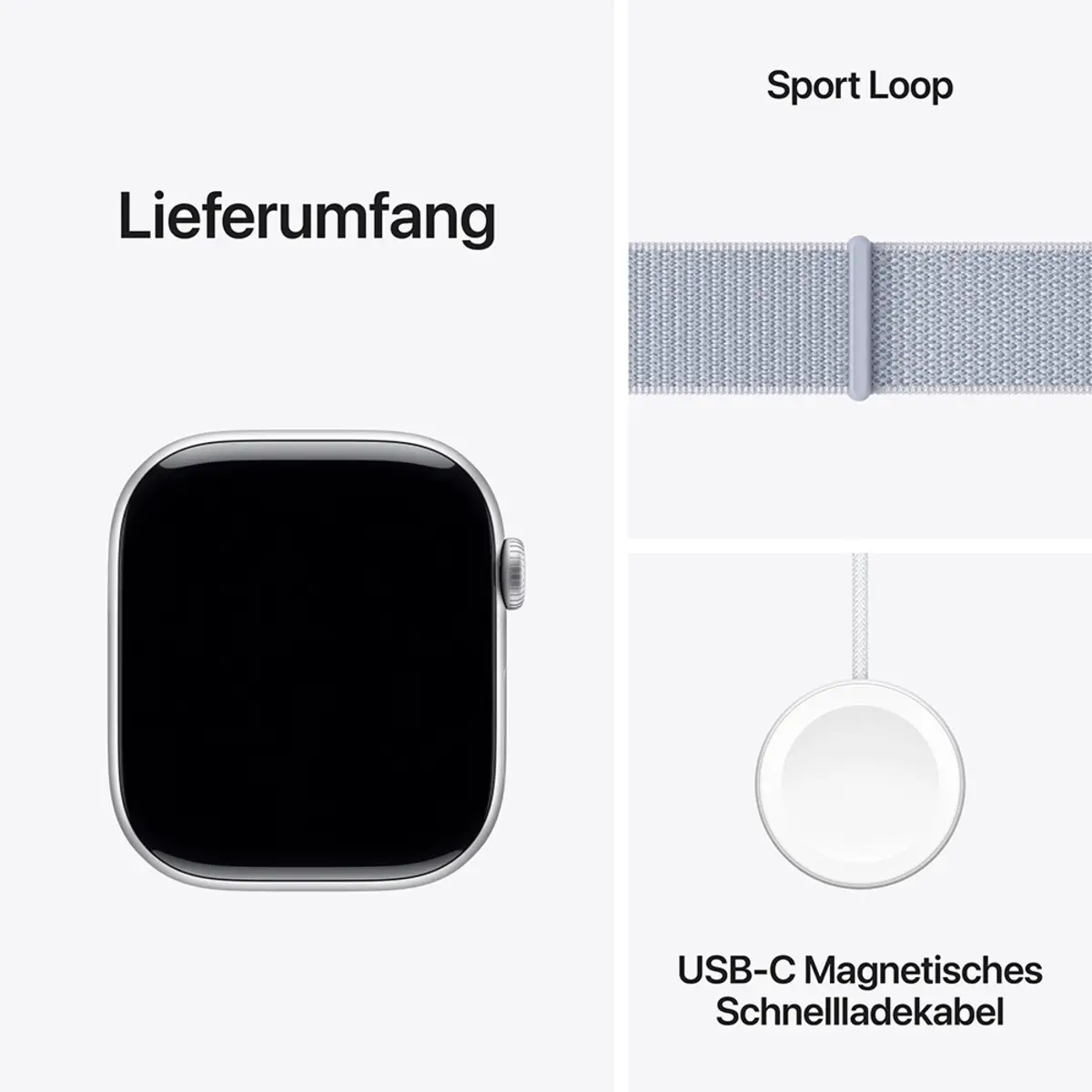 Apple Watch Series 10 GPS + Cellular 46mm Silver Aluminium Case with Blue Cloud Sport Loop