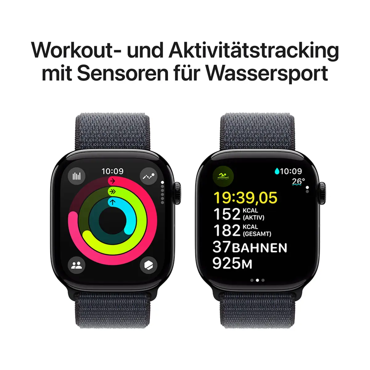 Apple Watch Series 10 GPS + Cellular 46mm Jet Black Aluminium Case with Ink Sport Loop