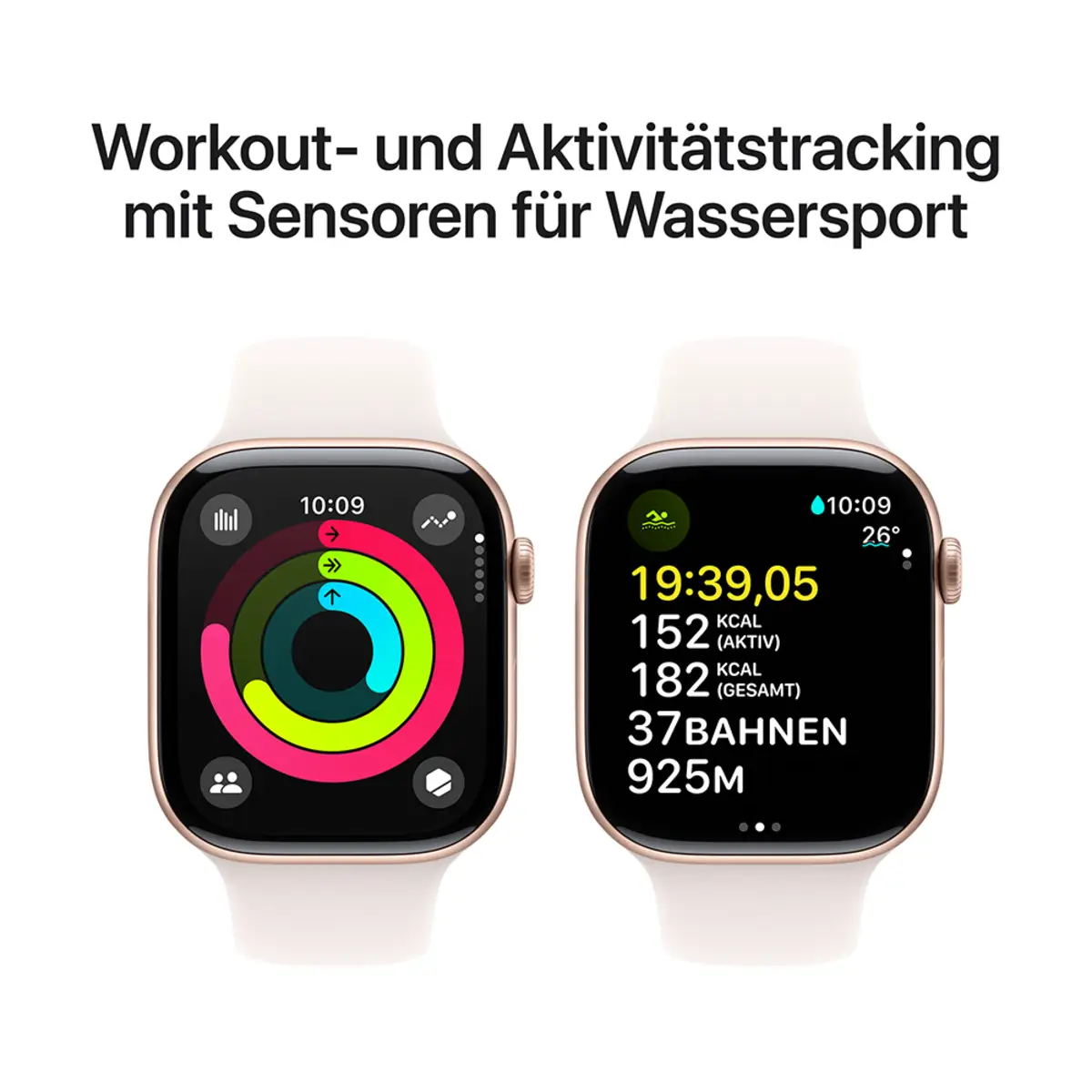 Apple Watch Series 10 GPS + Cellular 46mm Rose Gold Aluminium Case with Light Blush Sport Band, M/L