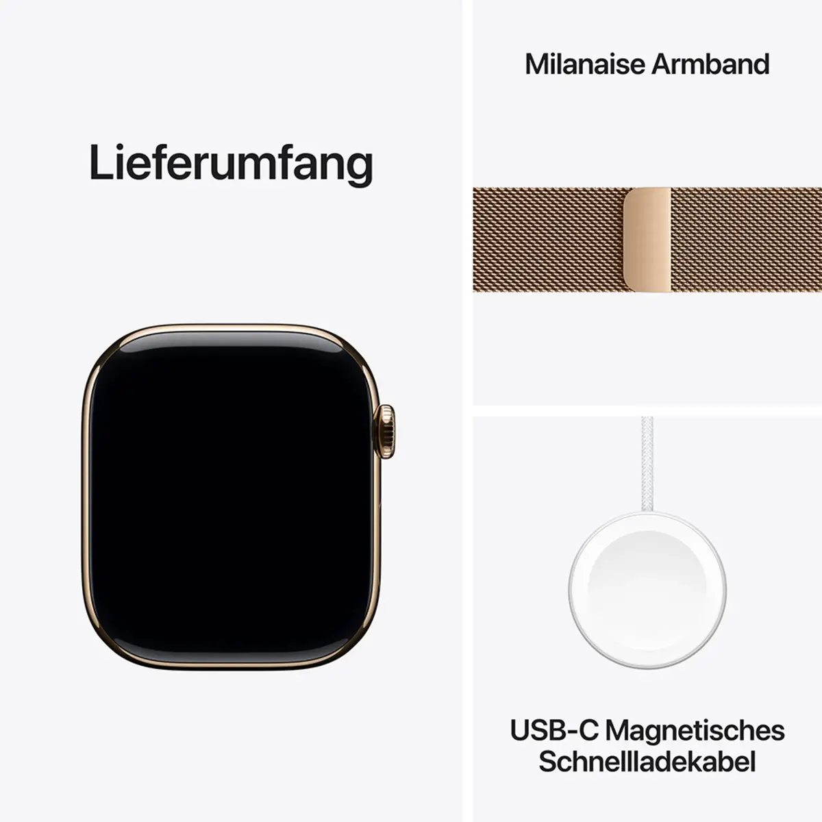 Apple Watch Series 10 GPS + Cellular 46mm Gold Titanium Case with Gold Milanese Loop, M/L
