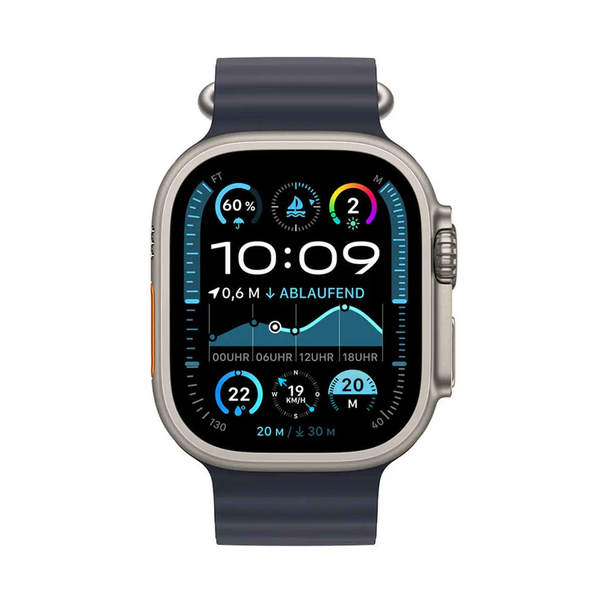 Apple Watch Ultra 2 GPS + Cellular 49mm Natural Titanium Case with Navy Ocean Band