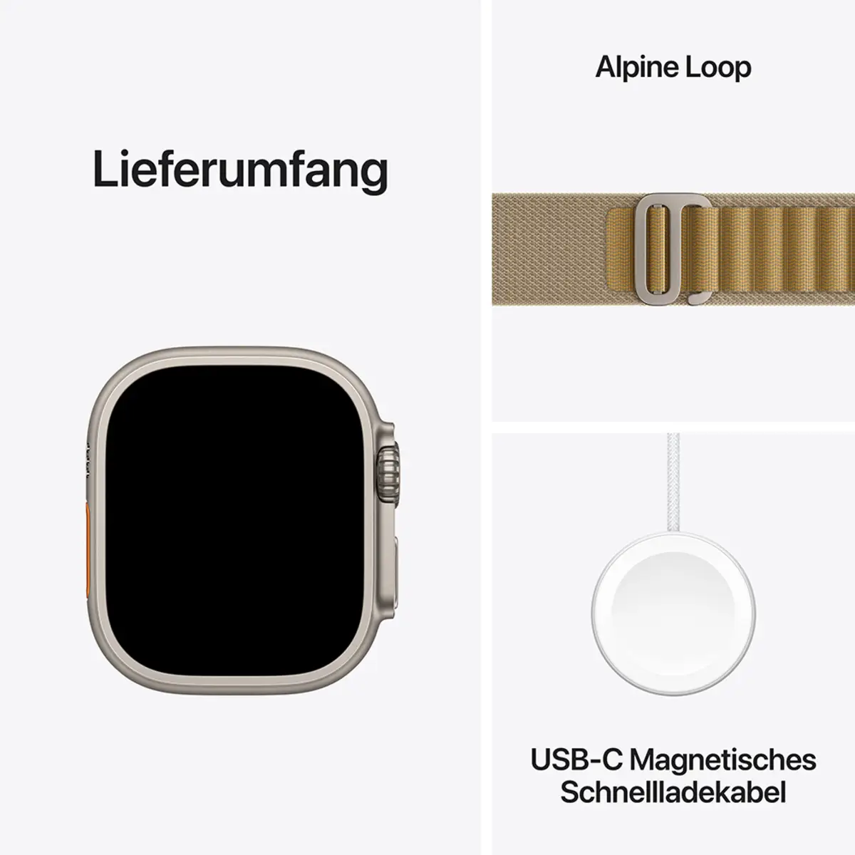 Apple Watch Ultra 2 GPS + Cellular 49mm Natural Titanium Case with Tan Alpine Loop, Small