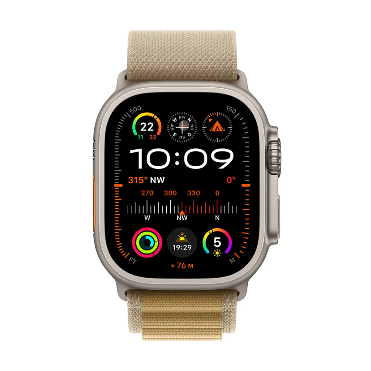 Apple Watch Ultra 2 GPS + Cellular 49mm Natural Titanium Case with Tan Alpine Loop, Large