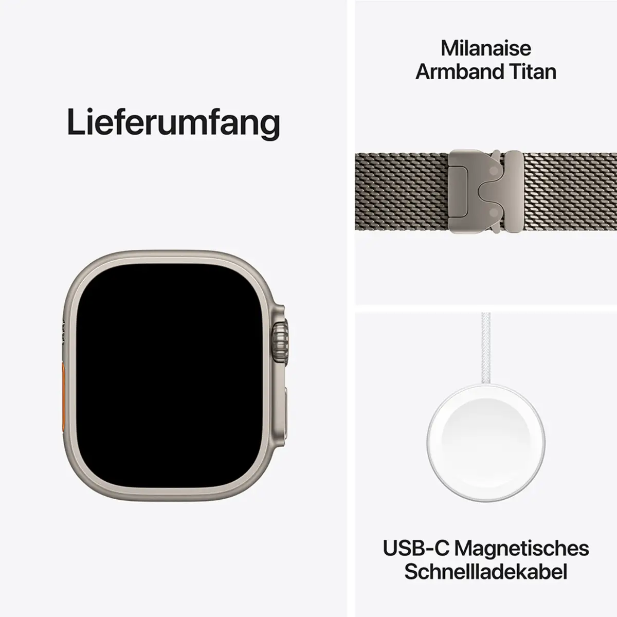 Apple Watch Ultra 2 GPS + Cellular 49mm Natural Titanium Case with Natural Titanium Milanese Loop, L