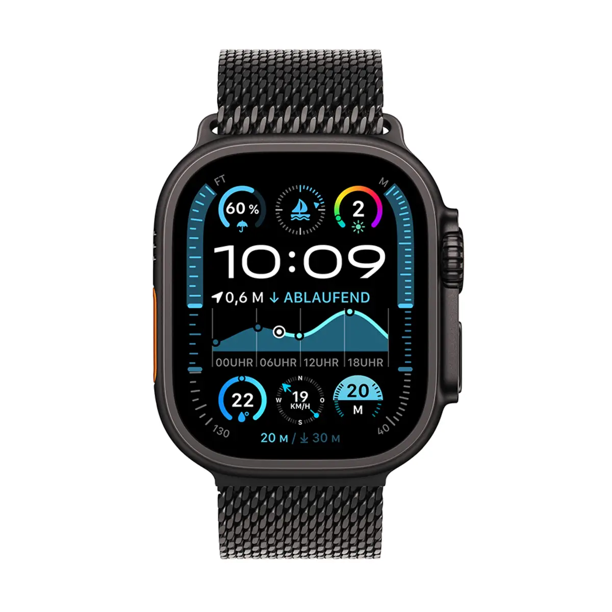 Apple Watch Ultra 2 GPS + Cellular 49mm Black Titanium Case with Black Titanium Milanese Loop, M