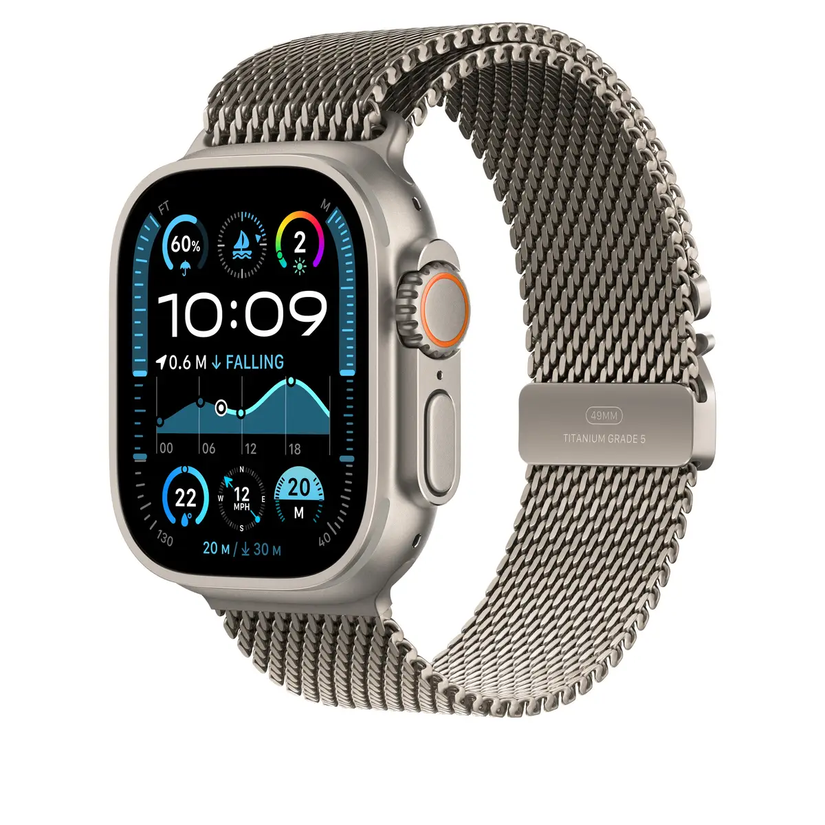49mm Natural Titanium Milanese Loop, Large