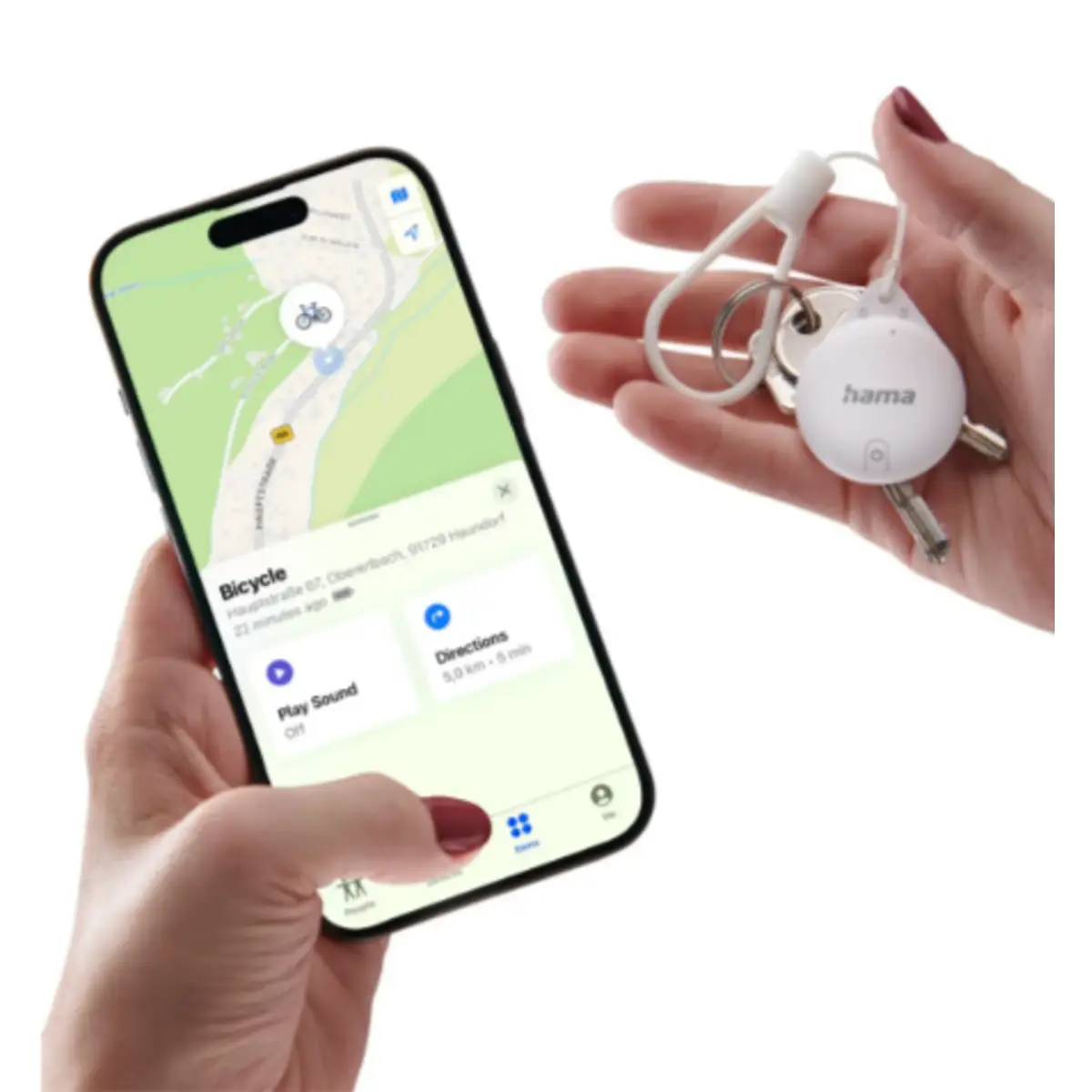 Schlüsselfinder Item Finder für Apple Wo ist-App Bluetooth Weiß