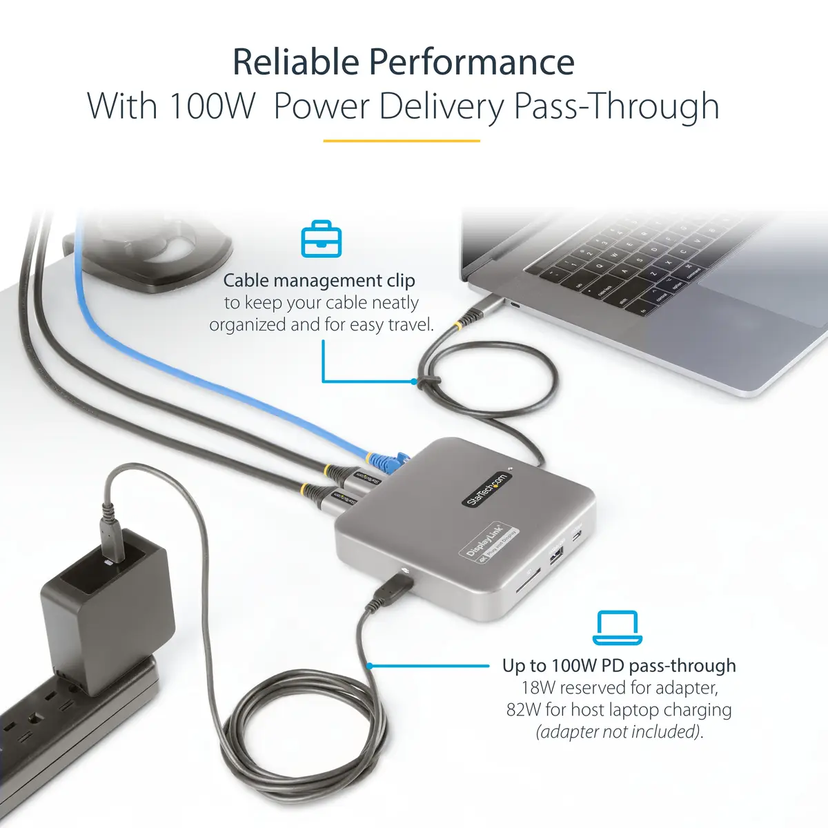 USB-C Multiport Adapter Dual HDMI Video 4K 60Hz 2-Port USB-A/USB-C 10Gbps Hub 100W PD GbE,SD 56cm Kabel Reisedock Dockingstation