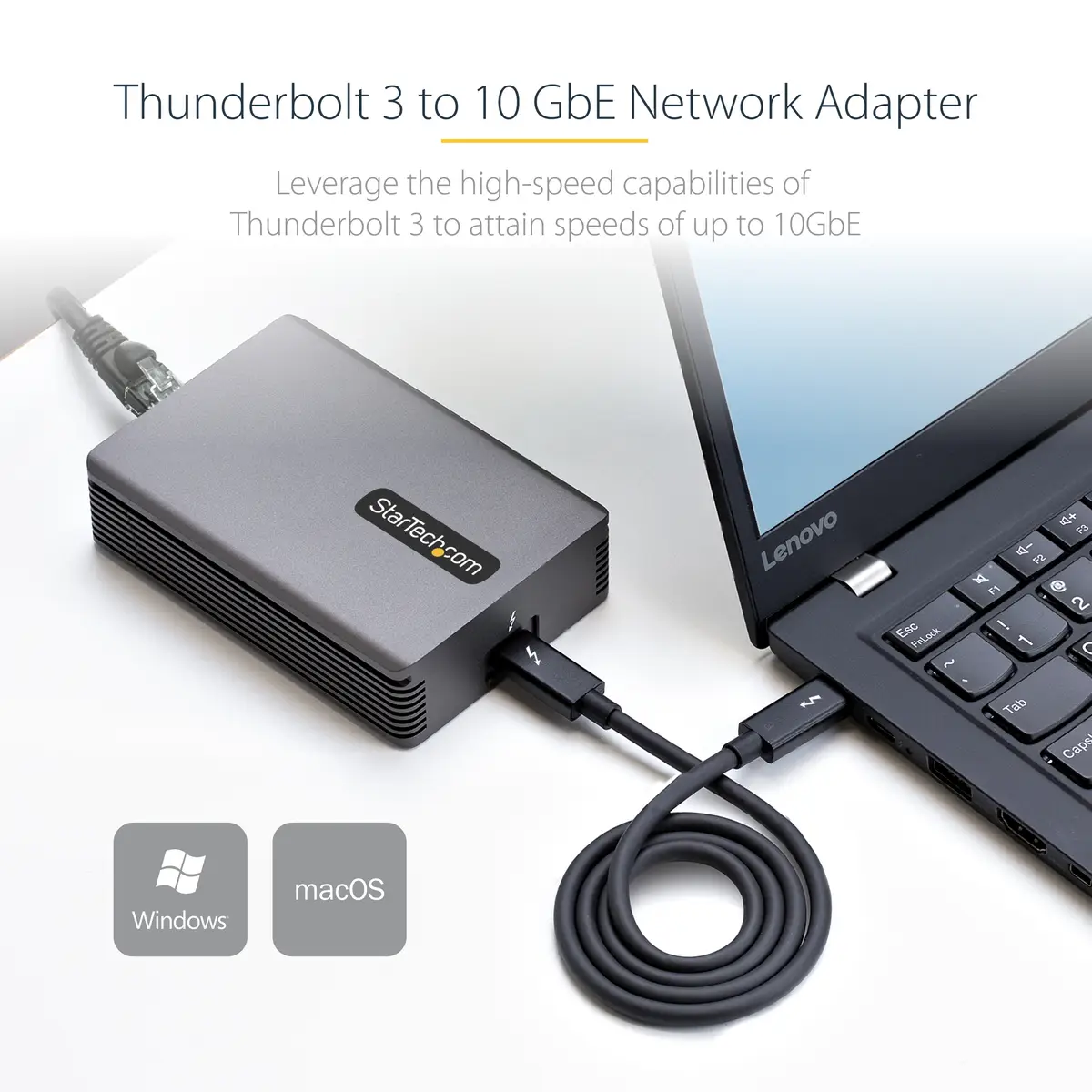 Thunderbolt 3 to Ethernet Adapter 10GbE Multi-Gigabit Thunderbolt 3 to RJ45 Network Adapter 10GBASE-T/5-2,5GBASE-T NIC TB3/TB4 10G Network Adapter w/ TB3-Certified Cable TB3 10GbE Win/Mac (TB310G2)