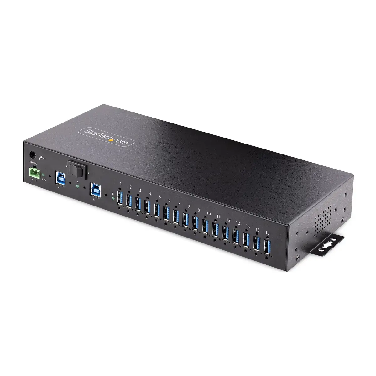 16-Port Industrie USB 3.0 Hub 5Gbit/s DIN/Aufputz/Rack Montage ESD-Schutz Terminal Block Stecker 120W Ladeleistung Robuster USB Verteiler Dual-Host USB Switch Heavy Duty USB Mehrfachstecker