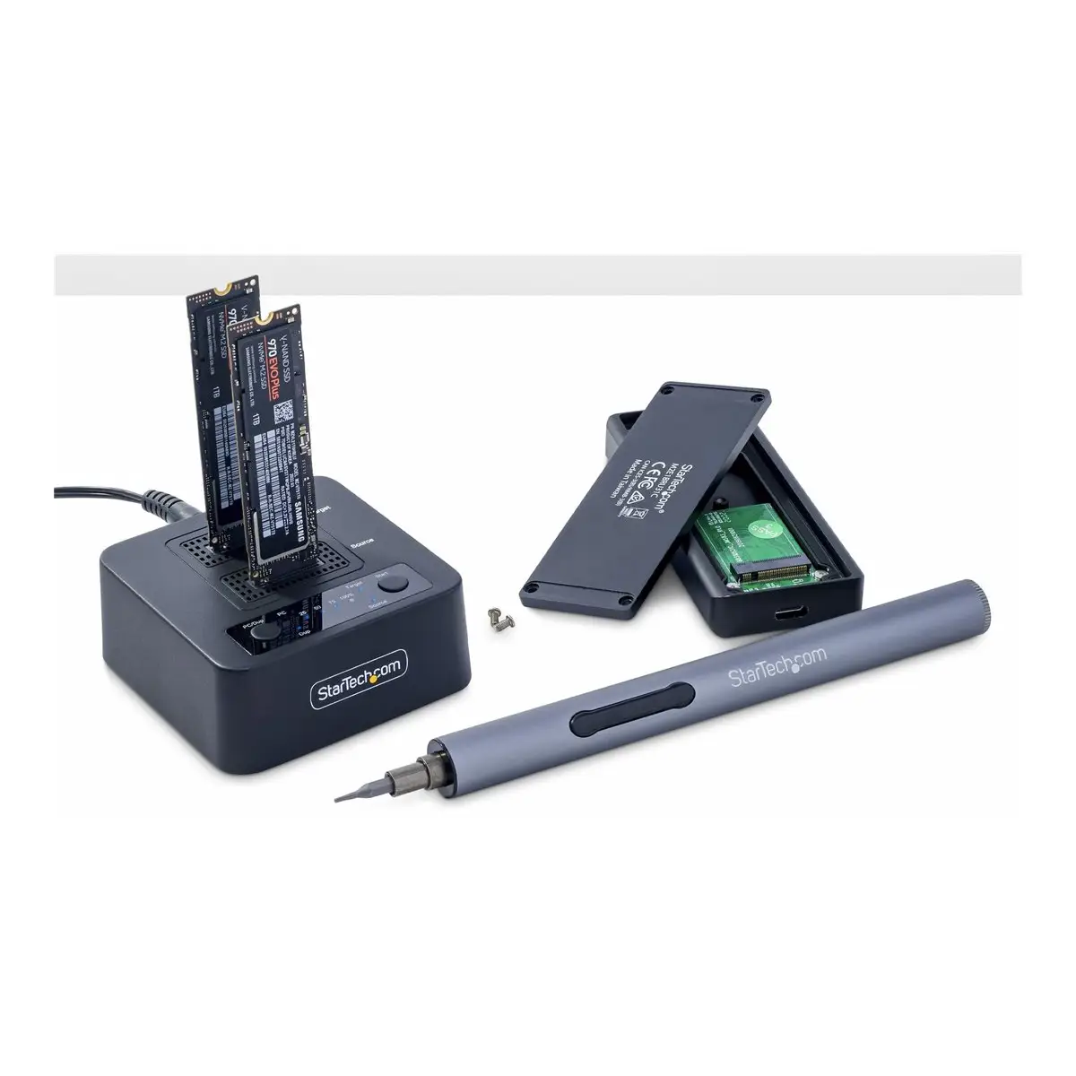 1:1 M.2 NVMe Kopierstation 90GB/m Unabhängiger PCIe SSD Duplicator/Clone Station USB-C 3.2 20Gbps M.2 Dual-Bay Dock NVMe Cloner USB-C/A Kabeln