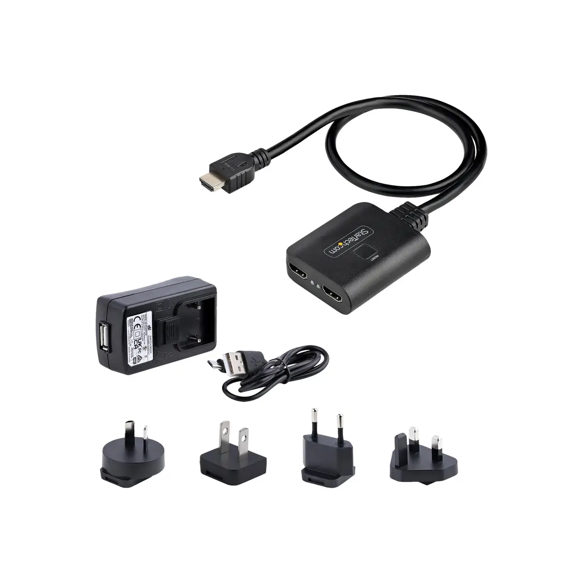 2-Port HDMI Splitter 4K 60Hz HDMI 2.0 Video 4K HDMI Splitter 1In 2Out 1x2 HDMI Verteiler 4k HDR/HDCP Dual HDMI Splitter 50 cm Integriertes HDMI Kabel Scaler