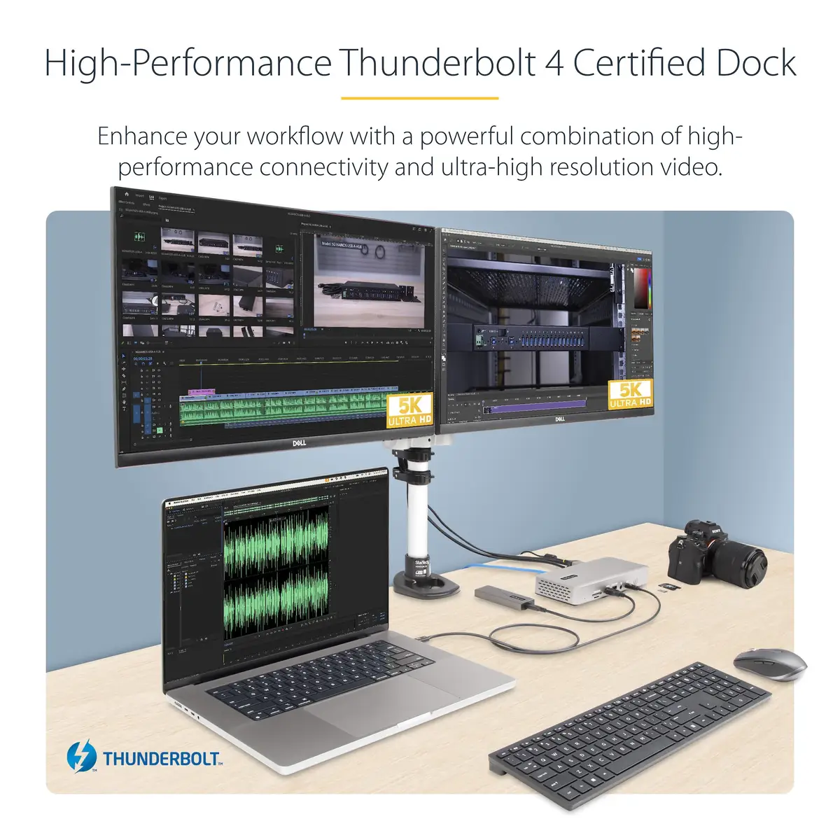 Thunderbolt 4 Dockingstation Multi Monitor Dock für 4 Monitore 2xHDMI/2x DP 7xUSB Hub 2.5 Gb Ethernet 98W Power Delivery USB4/USBC/TB3 Laptop Dock