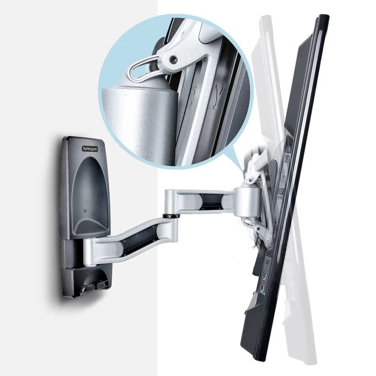 Schwenkbare TV Wandhalterung VESA Wandhalterung für Bildschirme 26 bis 65 Zoll und 45 kg Flat und Curved TVs Fernseher Schwenkarm mit Niedrigem Profil TV Halterung Ecke Ausziehbares TV Arm