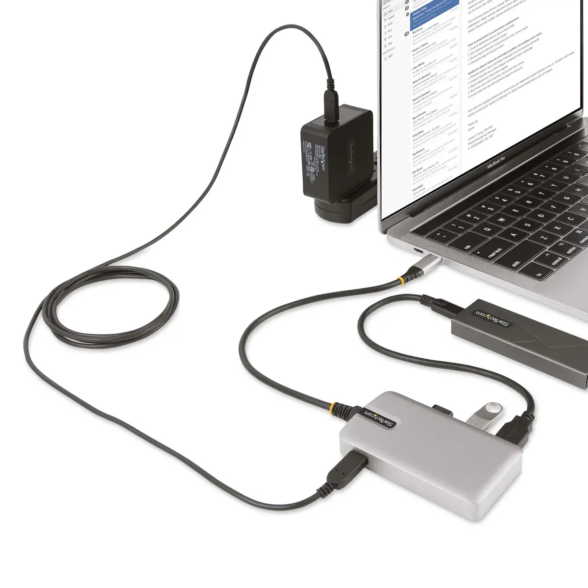 4-Port USB-C Hub mit DP Alt Mode Videoausgang 4K 60Hz USB-C auf 3xUSB-A & USB-C 100W Power Delivery USB 3.2 10Gbps 30cm Kabel USBC Verteiler/Splitter USB-C zu USB Tragbarer USB-C Hub