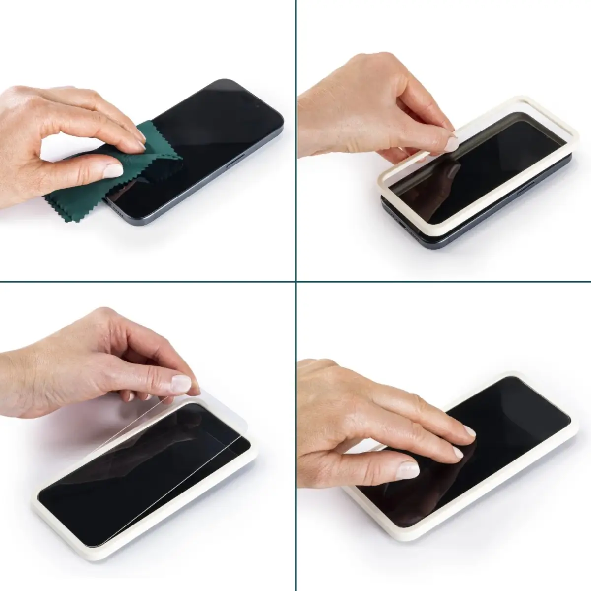 Handy-Schutzglas "Clear Protect" für Apple iPhone 16 Montagehilfe