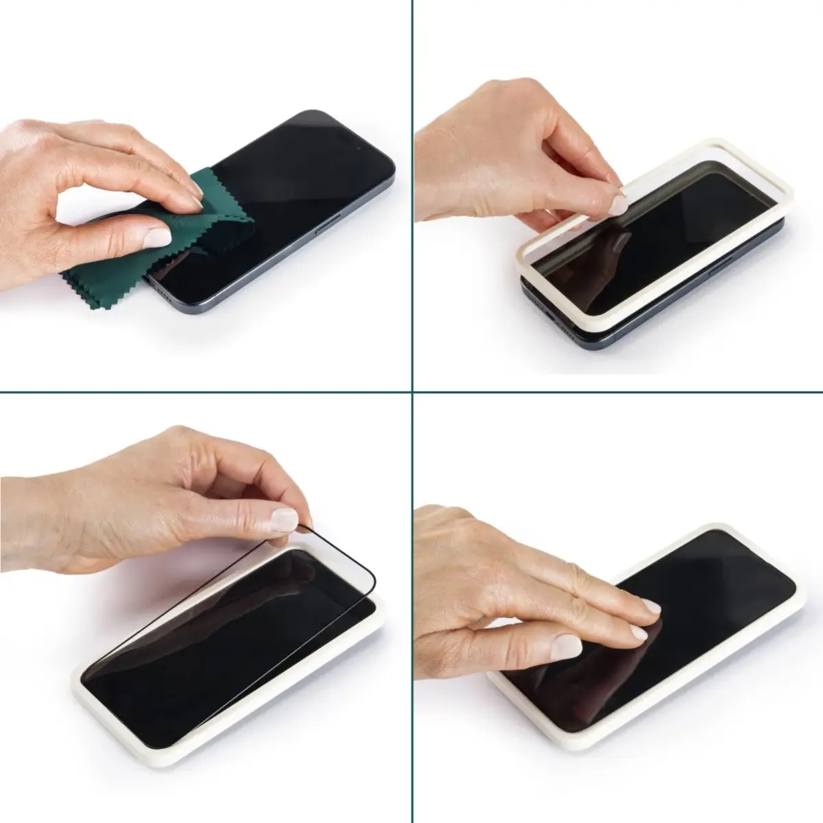 Handy-Schutzglas "Extreme Protect" für Apple iPhone 16 Montagehilfe