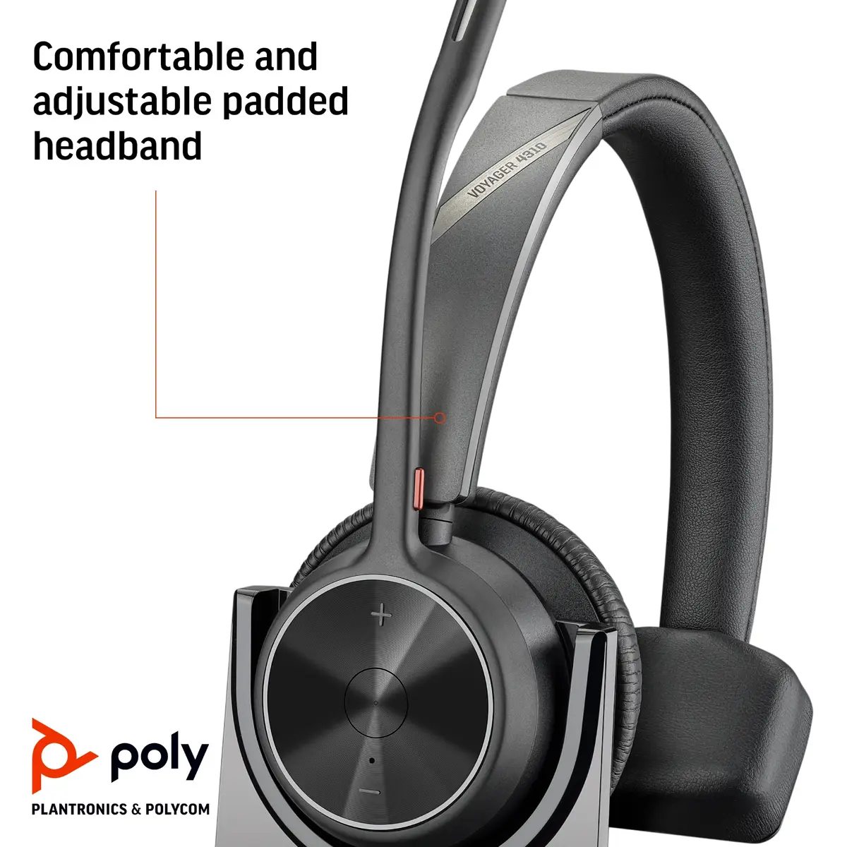 Poly Voyager 4310 Headset On-Ear Bluetooth kabellos kabelgebunden USB-C Schwarz Zoom Certified Zertifiziert für Microsoft Teams