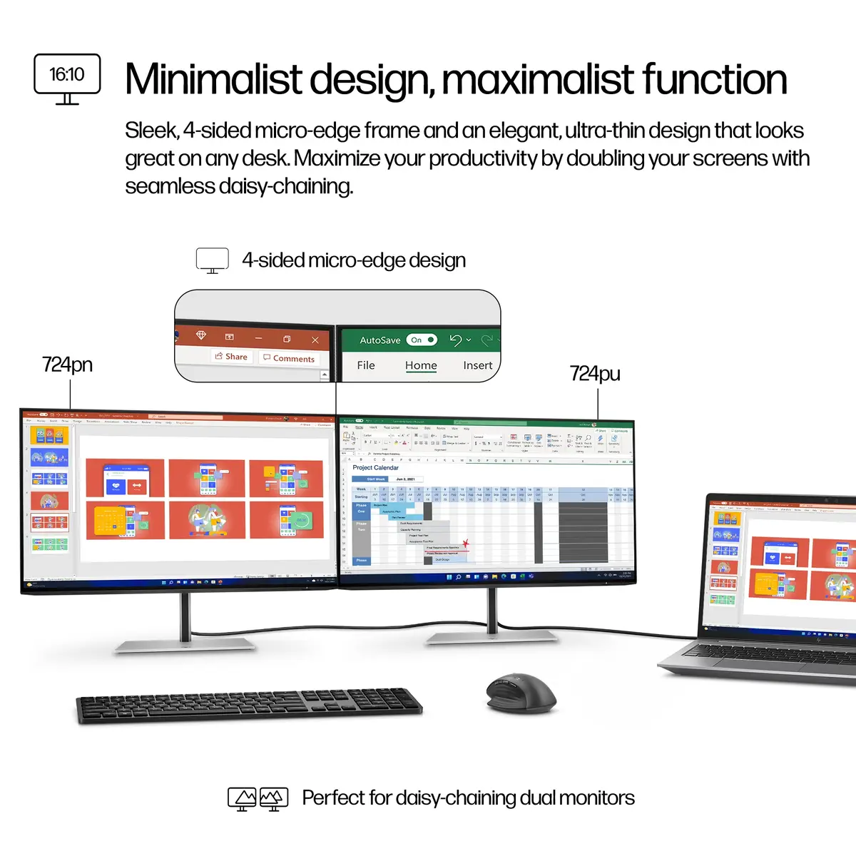 Serie 7 Pro 24 Zoll WUXGA-Monitor – 724pn, 61 cm (24"), 1920 x 1200 Pixel, WUXGA, LCD, 5 ms, Schwarz, Silber