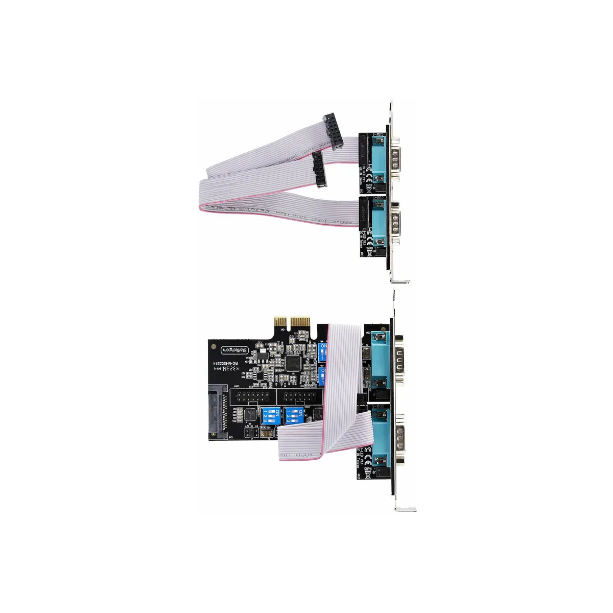 4-Port Serielle PCIe Karte Quad-Port PCI Express zu RS232/RS422/RS485 DB9 Serielle Karte Standard/Niedrigrofil Halterungen 16C1050 UART Windows/Linux TAA-Konform Level-4 ESD-Schutz