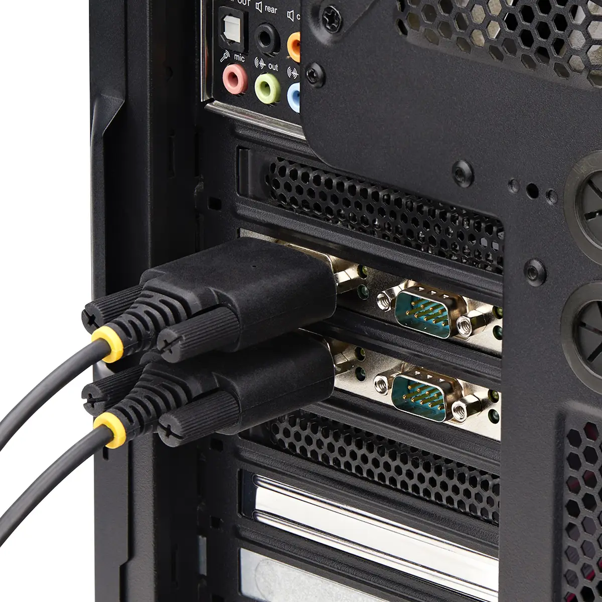4-Port Serielle PCIe Karte Quad-Port PCI Express zu RS232/RS422/RS485 DB9 Serielle Karte Standard/Niedrigrofil Halterungen 16C1050 UART Windows/Linux TAA-Konform Level-4 ESD-Schutz