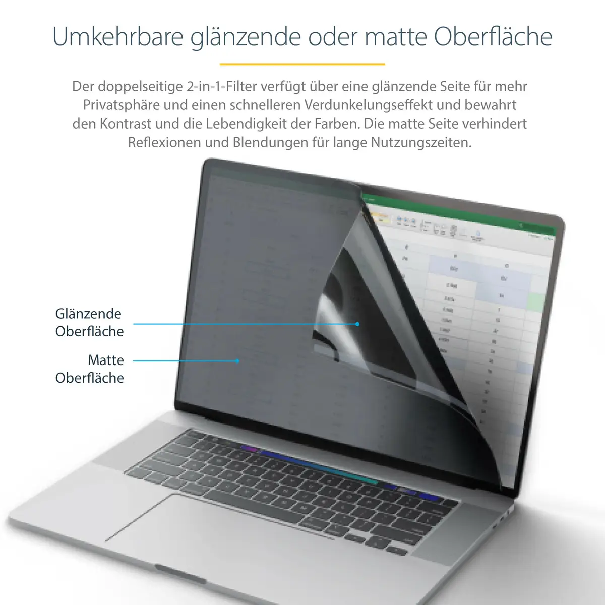 14" MacBook Pro 21/23 Laptop Sichtschutzfolie Spionfolie/Blickschutzfolie mit 51% Blaulichtreduktion Notebook Daten-/Displayschutzfolie mit +/-30 Grad Blickwinkel Umkehrbare matte/glänzende Seite