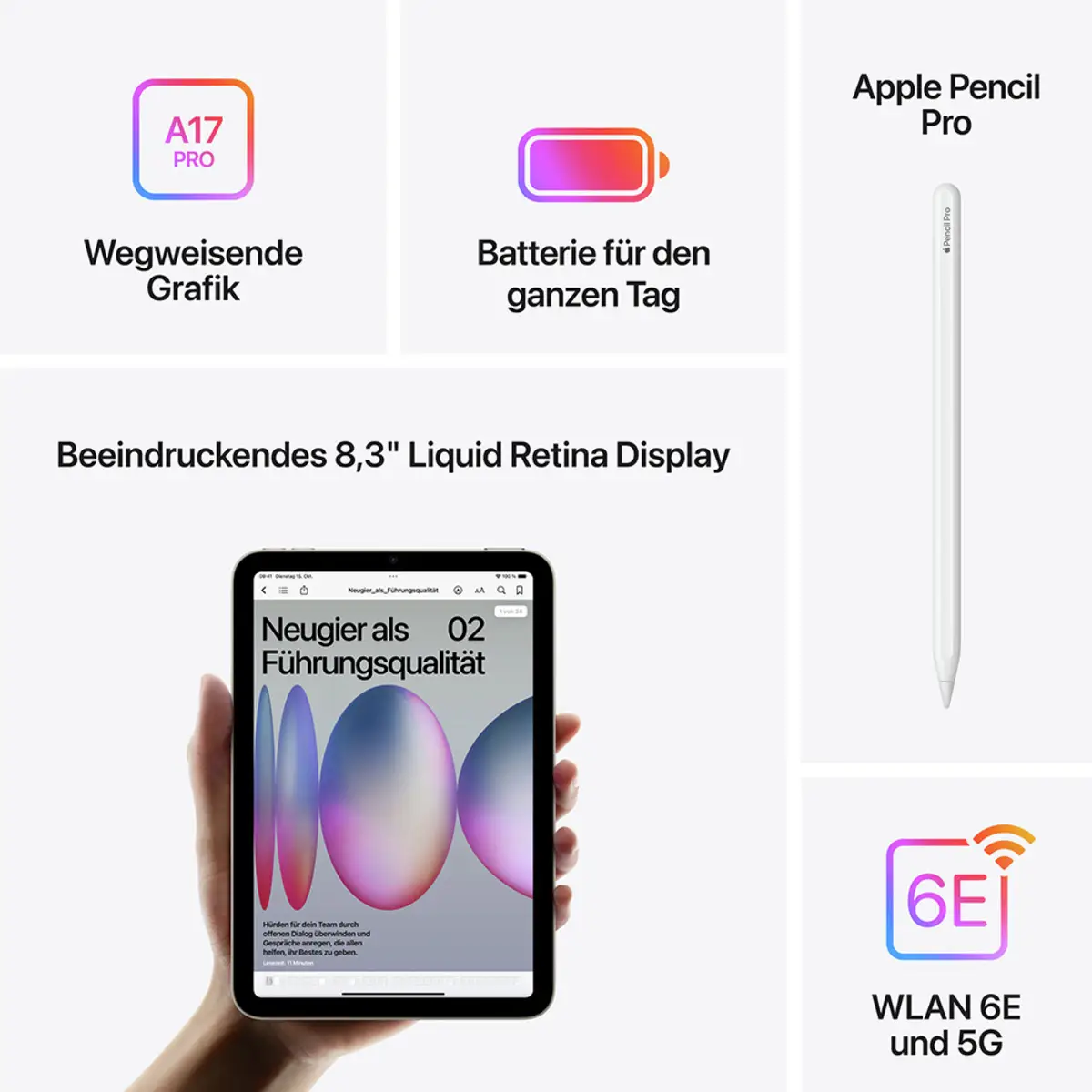 iPad mini (2024) 8,3" 128GB WiFi + Cellular polarstern