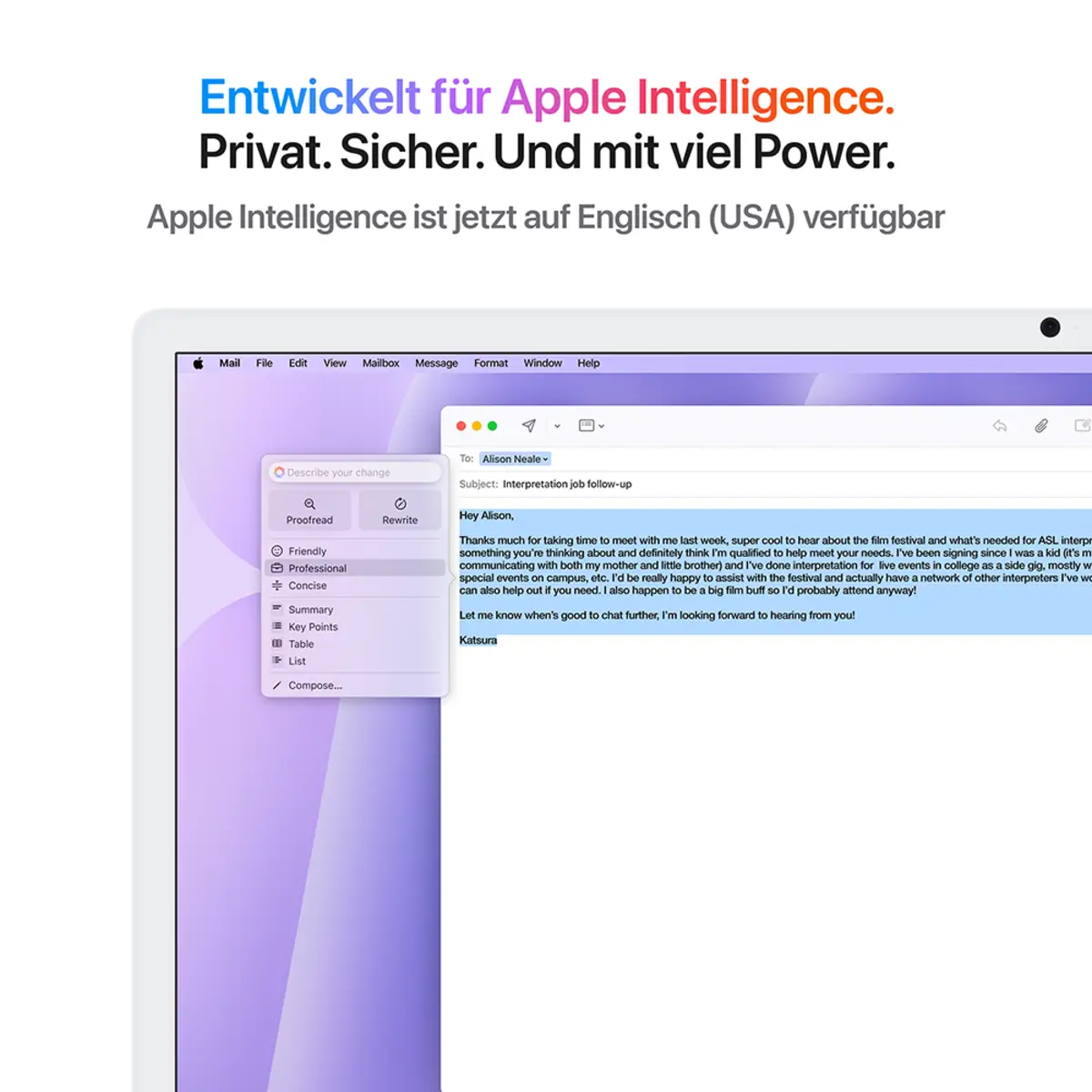 iMac violett mit Retina 4.5k Display Standardglas Apple M4 8C61cm (24") 16GB RAM 256GB SSD Magic Mouse 2 + Magic Keyboard mit TouchID und Ziffernblock Deutsch