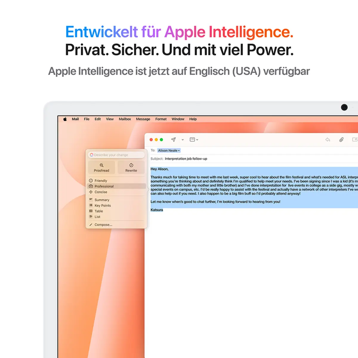 iMac orange mit Retina 4.5k Display Standardglas Apple M4 8C61cm (24") 16GB RAM 1TB SSD Gigabit Ethernet Magic Mouse 2 + Magic Keyboard Deutsch