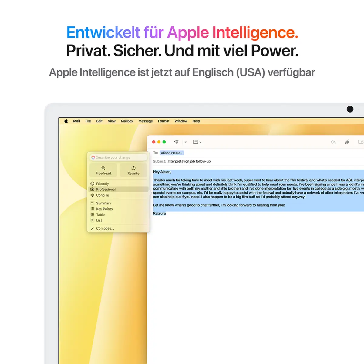 iMac gelb mit Retina 4.5k Display Standardglas Apple M4 8C61cm (24") 16GB RAM 1TB SSD Gigabit Ethernet Magic Mouse 2 + Magic Keyboard Deutsch