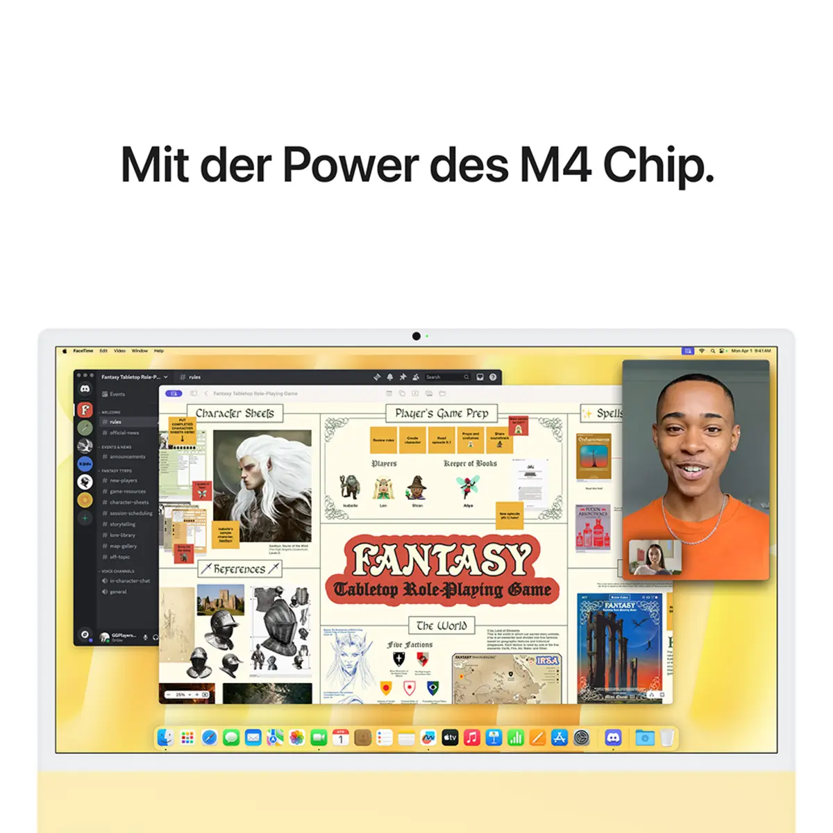 iMac gelb mit Retina 4.5k Display Standardglas Apple M4 8C61cm (24") 16GB RAM 1TB SSD Gigabit Ethernet Magic Mouse 2 + Magic Keyboard Deutsch
