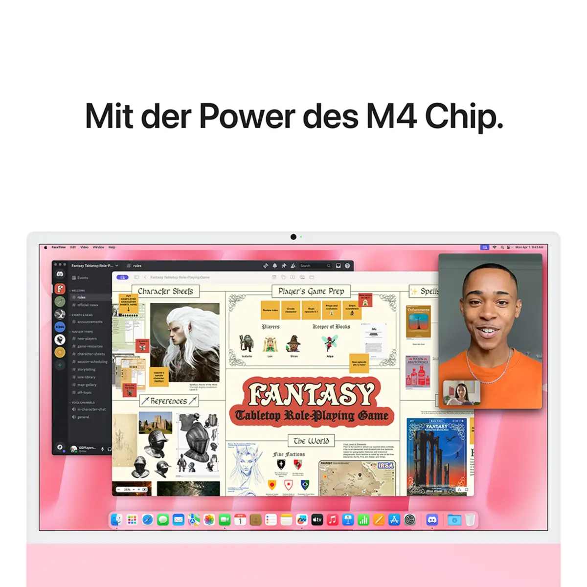 iMac rose mit Retina 4.5k Display Standardglas Apple M4 10C 61cm (24") 24GB RAM 256GB SSD Gigabit Ethernet Magic Mouse 2 + Magic Keyboard mit TouchID und Ziffernblock Deutsch