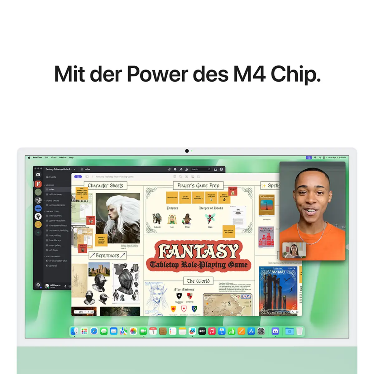 iMac grün mit Retina 4.5k Display Nanotexturglas Apple M4 10C 61cm (24") 24GB RAM 1TB SSD Gigabit Ethernet Magic Mouse 2 + Magic Keyboard mit TouchID und Ziffernblock Deutsch