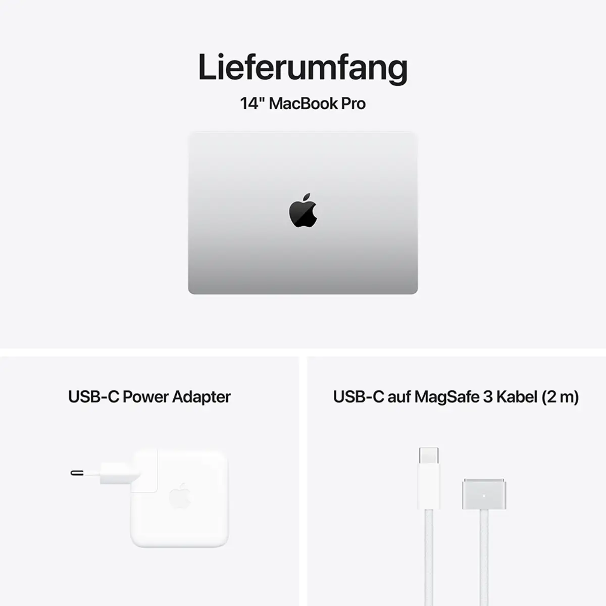 MacBook Pro Apple M4 Pro 12C Deutsch 24GB RAM 1TB SSD 36 cm (14,2") Retina Nanotexturglas 70W EU-Plug Silber