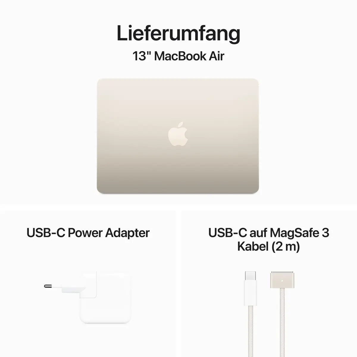 MacBook Air Apple M3 8-Core 10-Core GPU Deutsch 24GB RAM 1TB SSD 38,9cm (15,3") Display 70W EU-Plug polarstern