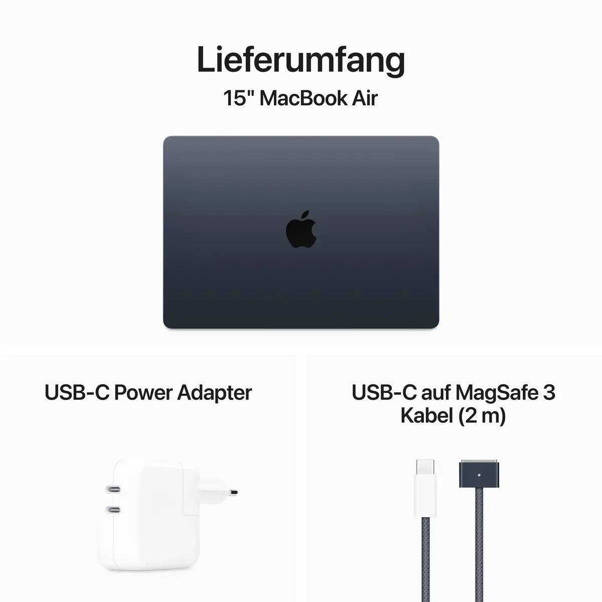 MacBook Air Apple M3 8-Core 10-Core GPU Deutsch 16GB RAM 1TB SSD 34,5cm (13,6") Retina 35W EU-Plug mitternacht