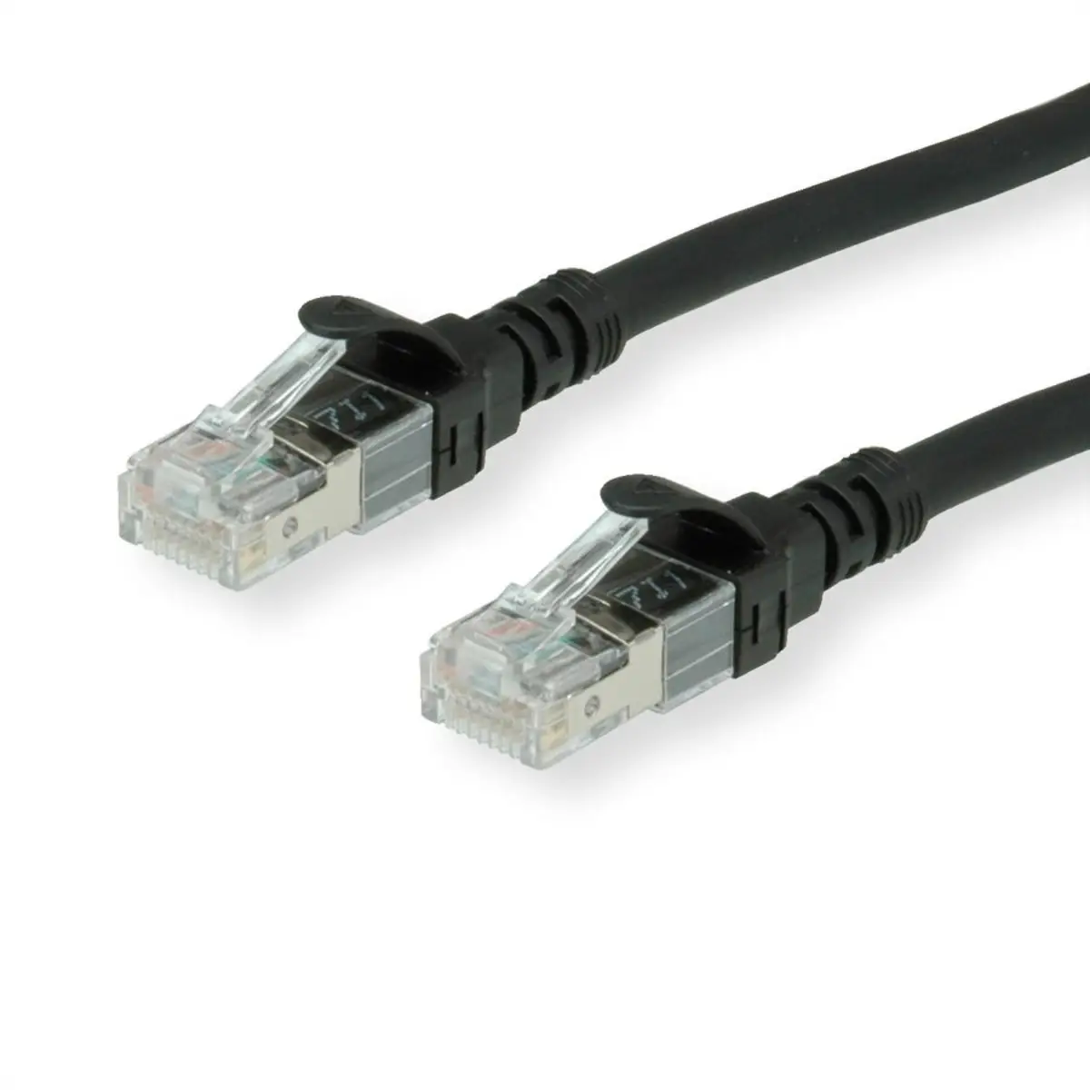 Patch-Kabel - RJ-45 (M) bis RJ-45 (M) 7,5 m UTP CAT 6a halogenfrei geformt verseilt Schwarz