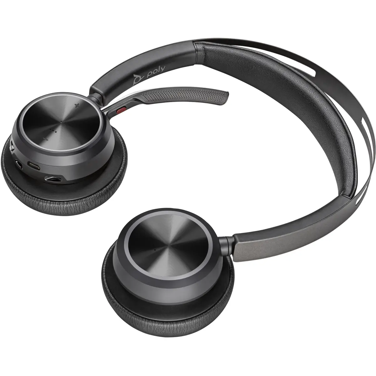Poly Voyager Focus 2 Headset On-Ear Bluetooth kabellos aktive Rauschunterdrückung Adapter USB-C via Bluetooth Schwarz Zoom Certified