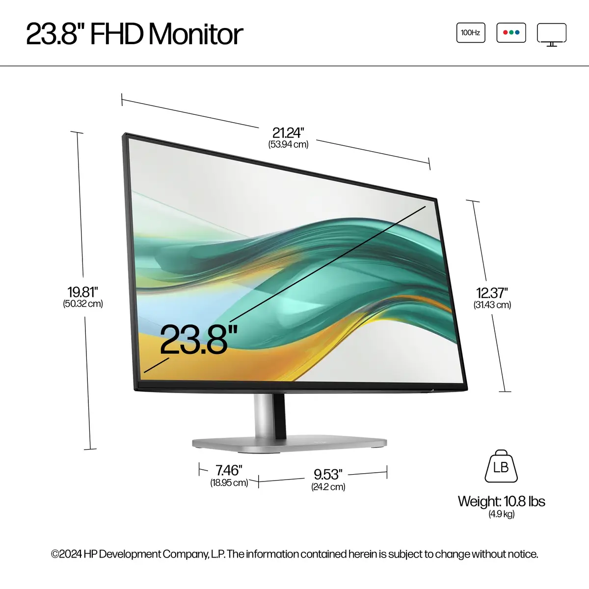 Series 5 Serie 5 Pro 23,8-Zoll-FHD-Monitor – 524pf, 60,5 cm (23.8"), 1920 x 1080 Pixel, Full HD, LCD, 5 ms, Schwarz, Silber