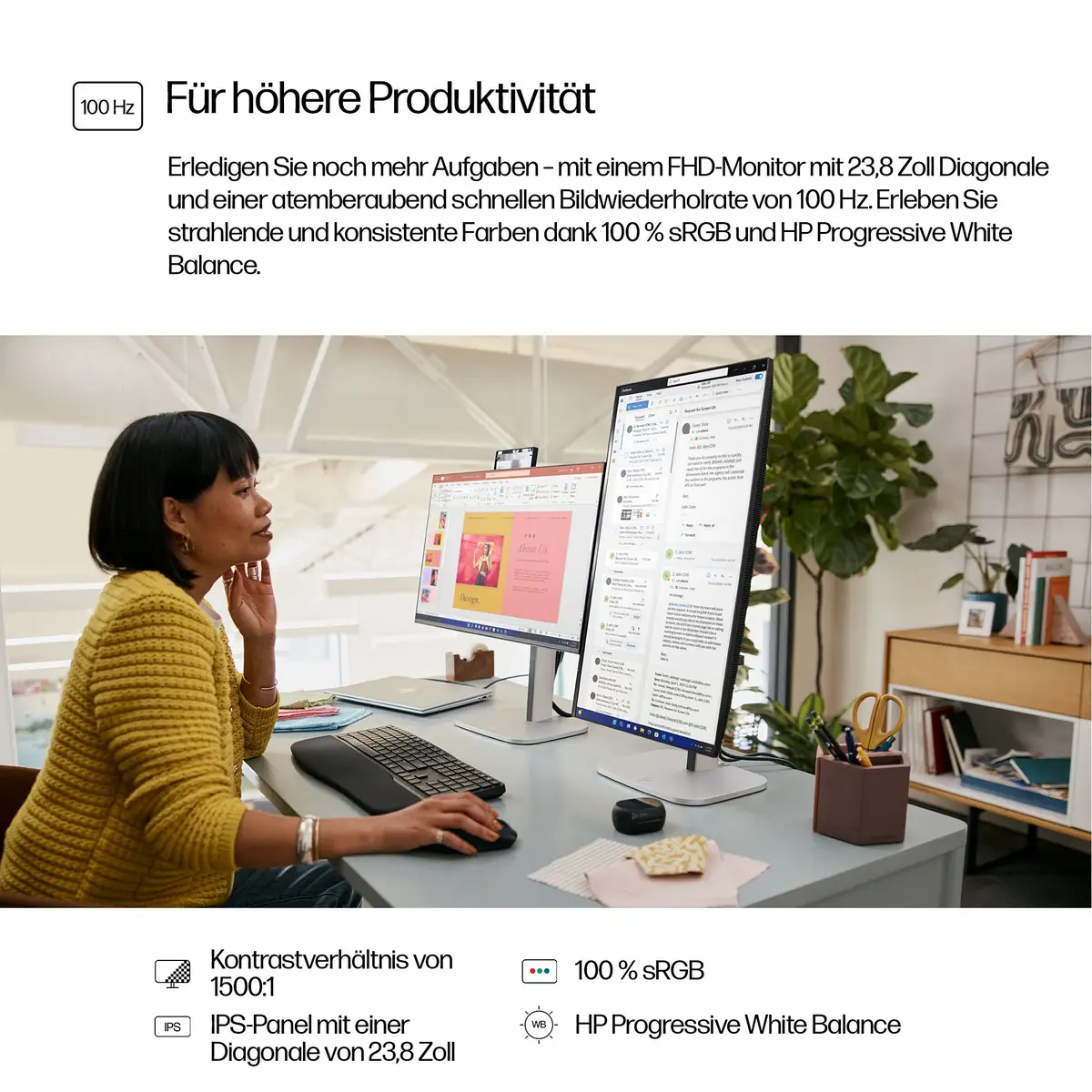 Series 5 Serie 5 Pro 23,8-Zoll-FHD-Monitor – 524pf, 60,5 cm (23.8"), 1920 x 1080 Pixel, Full HD, LCD, 5 ms, Schwarz, Silber