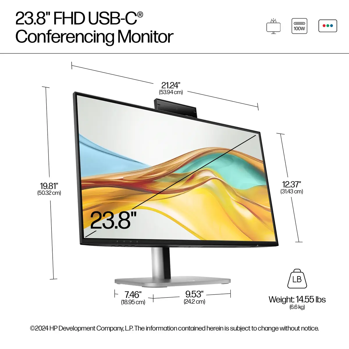 Series 5 Pro Serie 5 Pro 23,8-Zoll-FHD-USB-C-Konferenzmonitor – 524pm, 60,5 cm (23.8"), 1920 x 1080 Pixel, Full HD, LCD, 5 ms, Schwarz