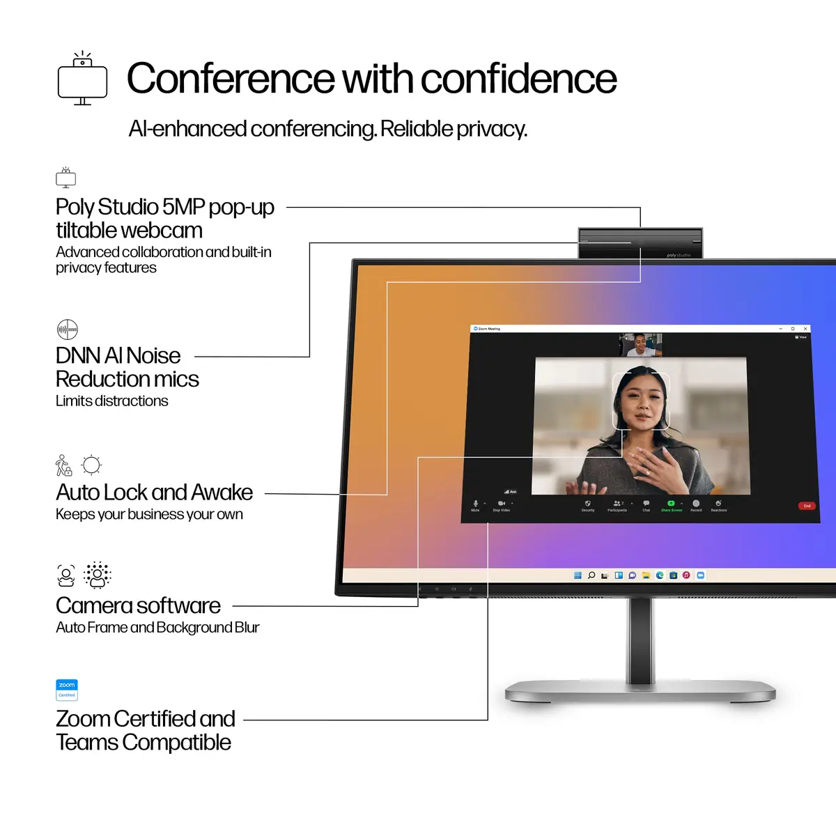 Series 5 Pro Serie 5 Pro 23,8-Zoll-FHD-USB-C-Konferenzmonitor – 524pm, 60,5 cm (23.8"), 1920 x 1080 Pixel, Full HD, LCD, 5 ms, Schwarz
