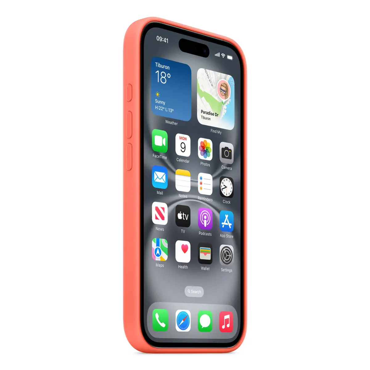 Silikon Case mit MagSafe für iPhone 16 Mandarine