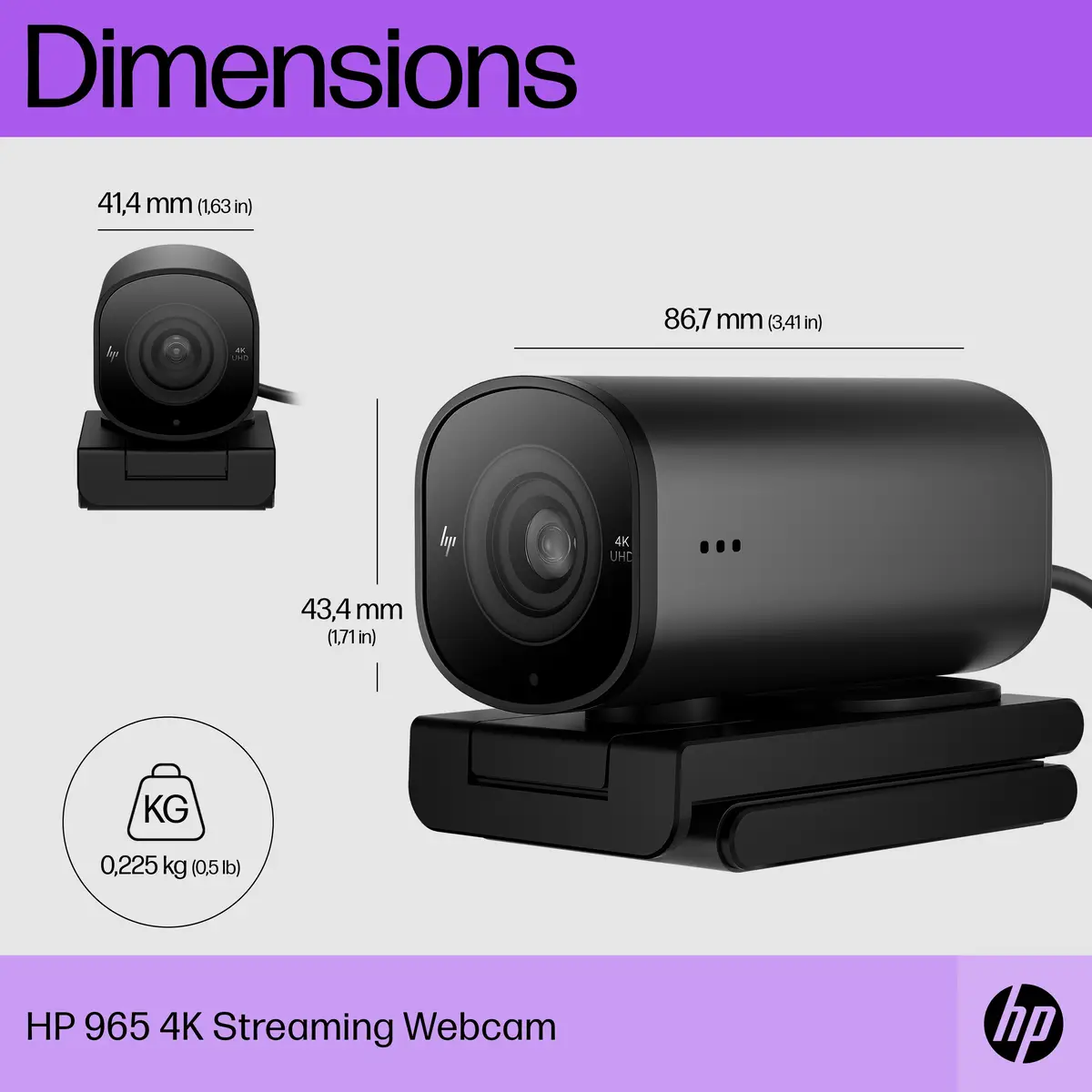 965 4K Streaming-Webcam, 8 MP, 3840 x 2160 Pixel, Full HD, 60 fps, 1280x720@30fps, 1280x720@60fps, 1920x1080@30fps, 1920x1080@60fps, 3840x2160@30fps, USB