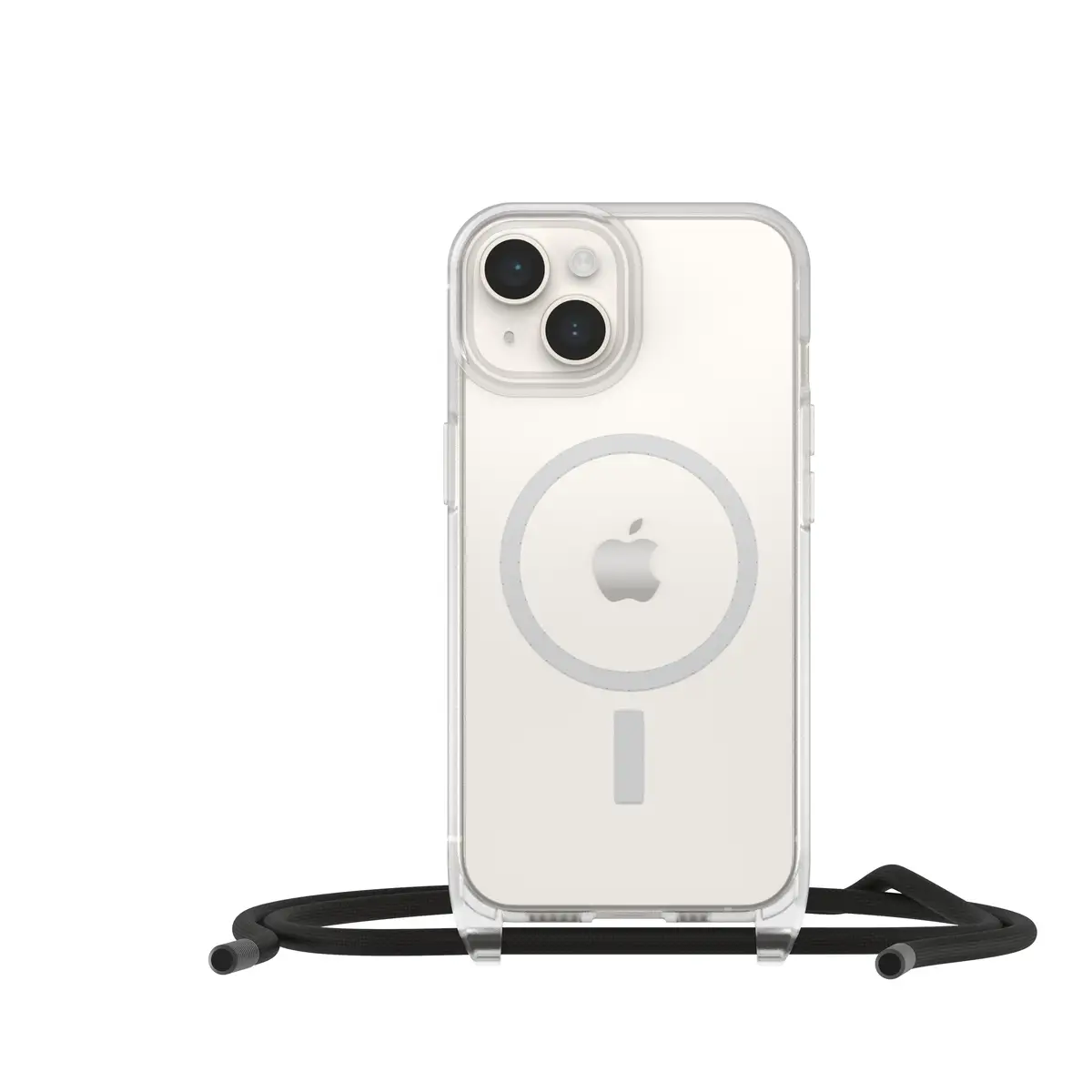 Schutzhülle für Apple iPhone 14 Halsband mit Gurt kompatibel mit MagSafe 50 % recycelter Kunststoff klar