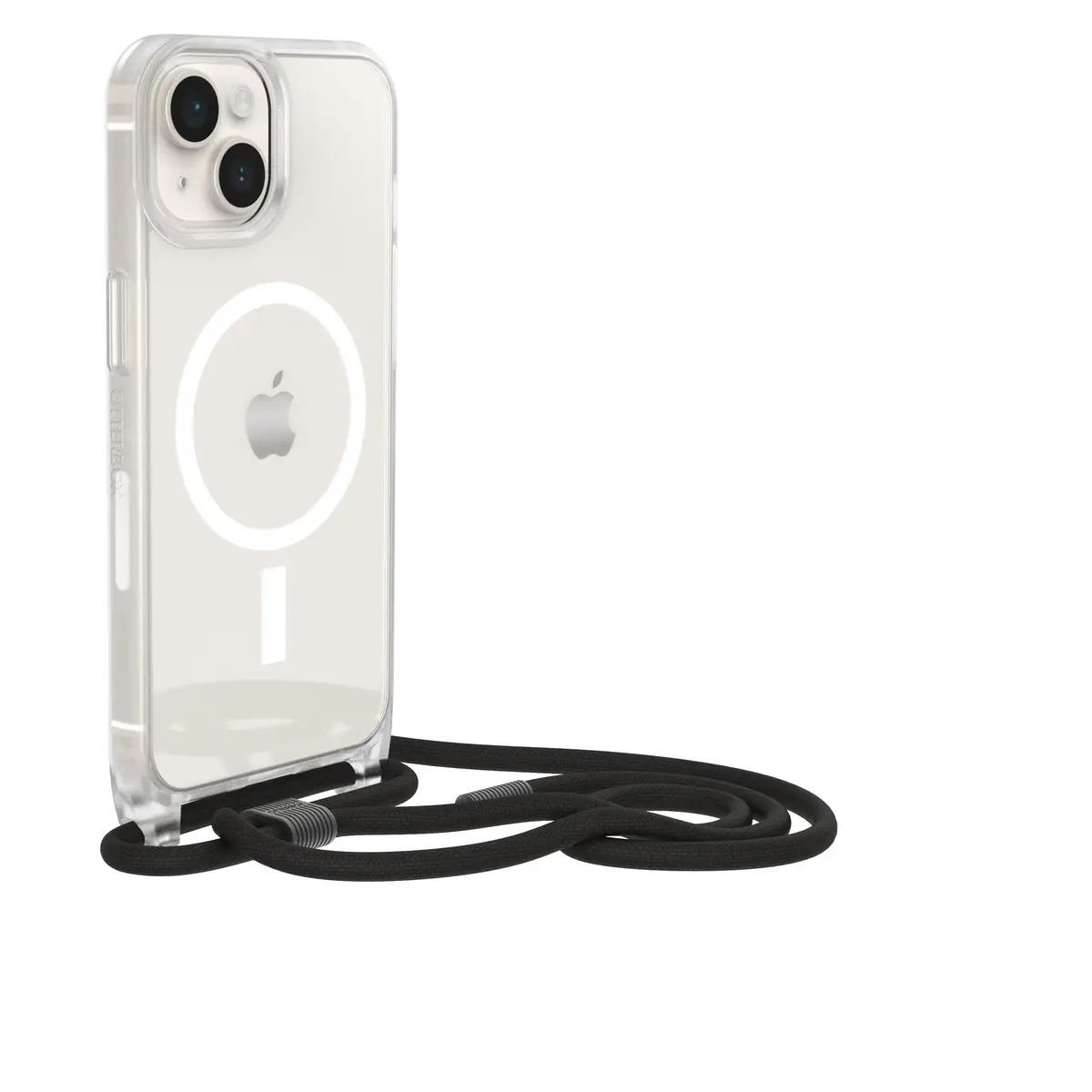 Schutzhülle für Apple iPhone 14 Halsband mit Gurt kompatibel mit MagSafe 50 % recycelter Kunststoff klar