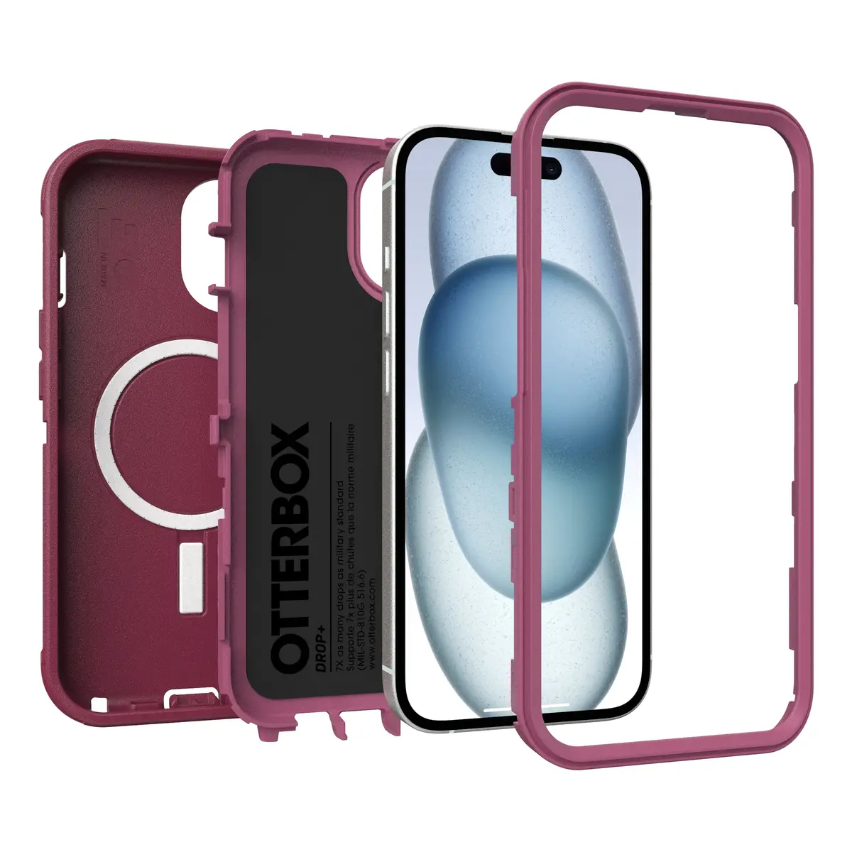 Schutzhülle für Apple iPhone 13 14 15 kompatibel mit MagSafe Fuchsbeere (pink)