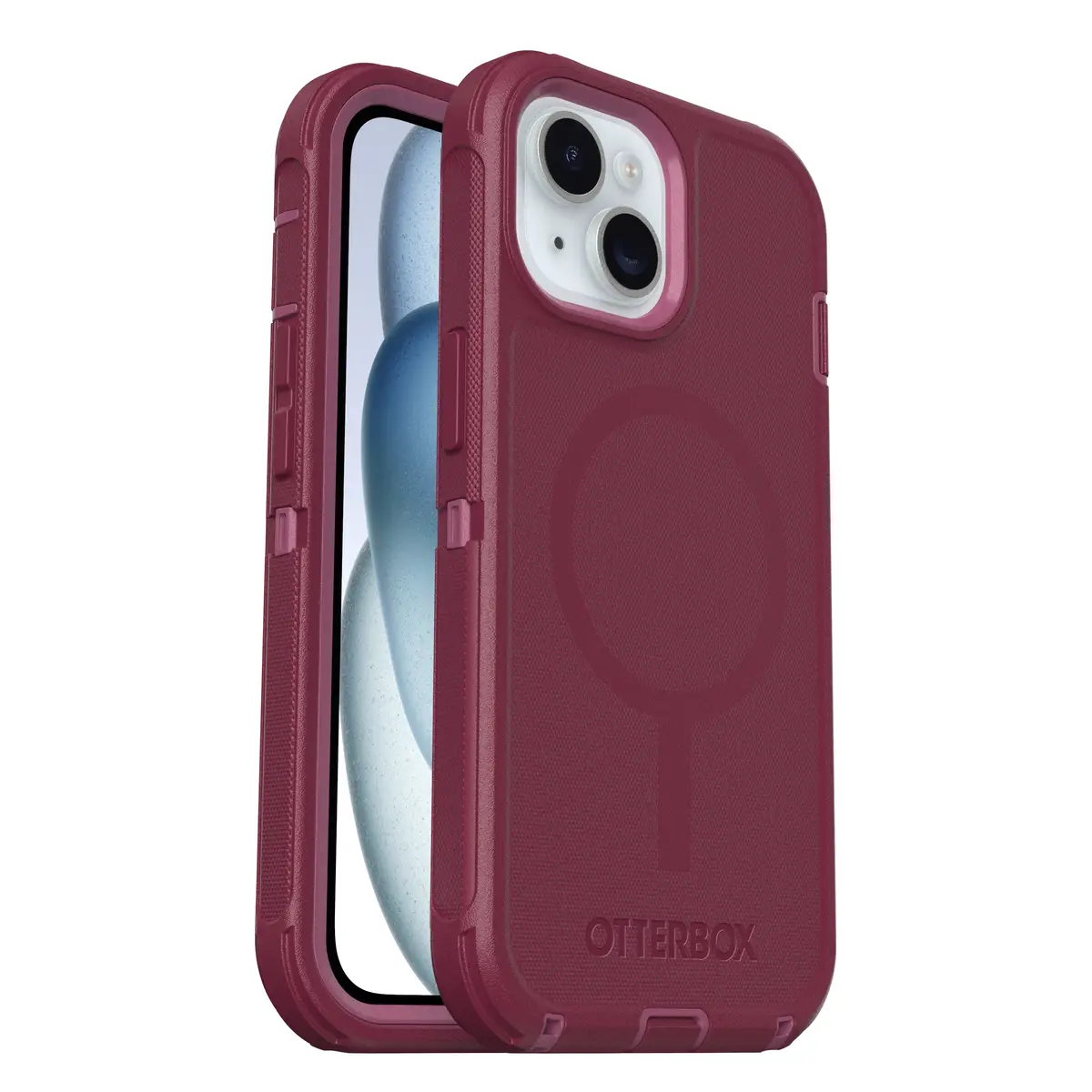 Schutzhülle für Apple iPhone 13 14 15 kompatibel mit MagSafe Fuchsbeere (pink)