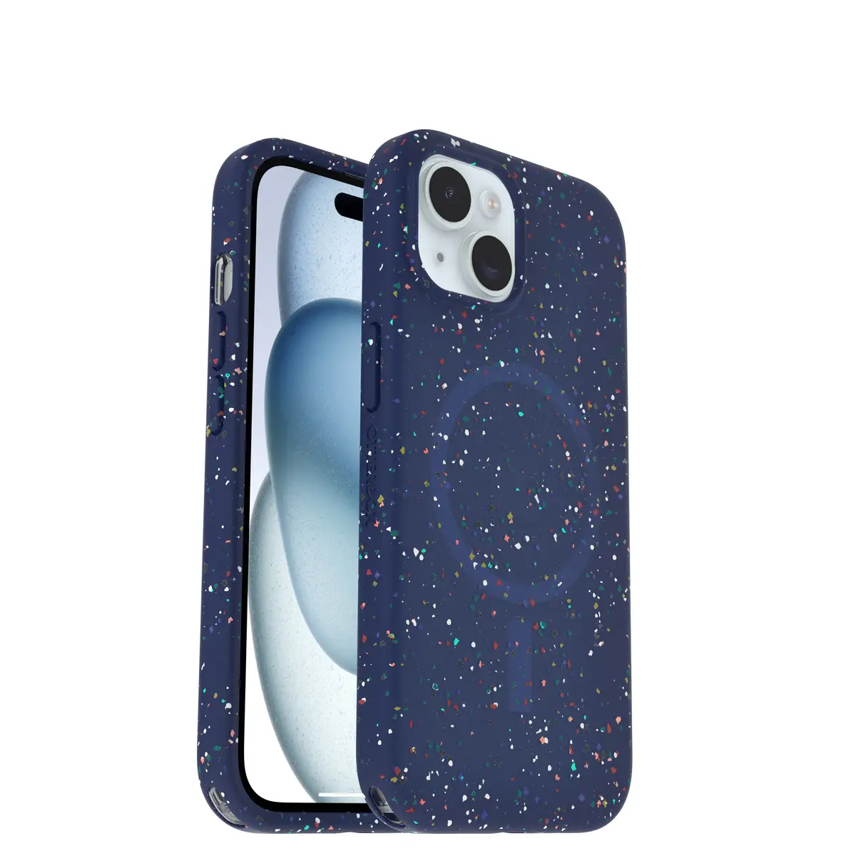 Schutzhülle für Apple iPhone 15 kompatibel mit MagSafe REGRIND Silikon Kunstfaser Blueberry Pie